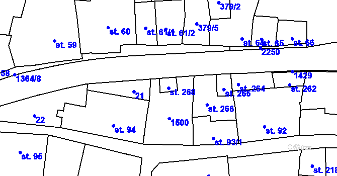 Parcela st. 268 v KÚ Vranov nad Dyjí, Katastrální mapa