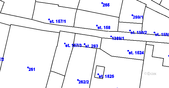 Parcela st. 283 v KÚ Vranov nad Dyjí, Katastrální mapa