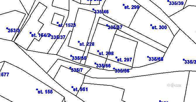 Parcela st. 298 v KÚ Vranov nad Dyjí, Katastrální mapa