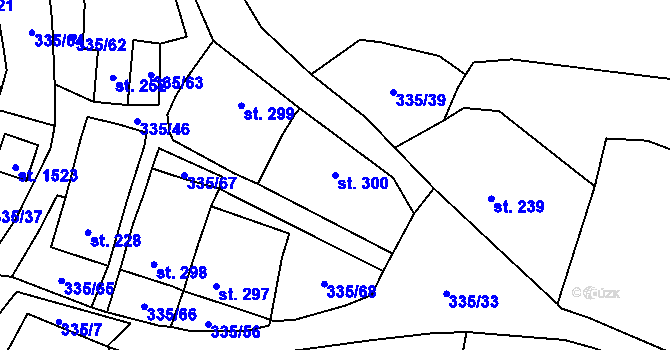Parcela st. 300 v KÚ Vranov nad Dyjí, Katastrální mapa
