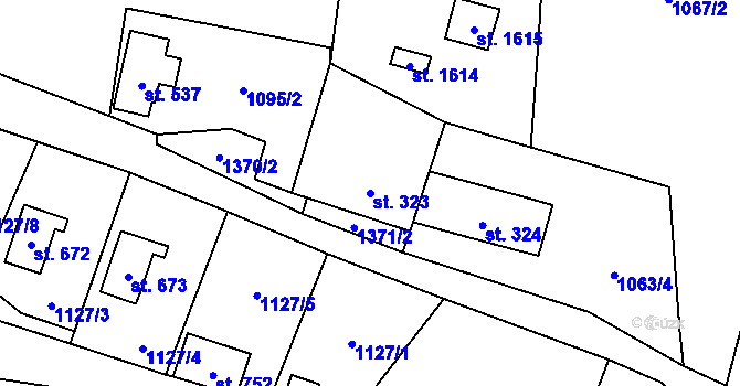 Parcela st. 323 v KÚ Vranov nad Dyjí, Katastrální mapa