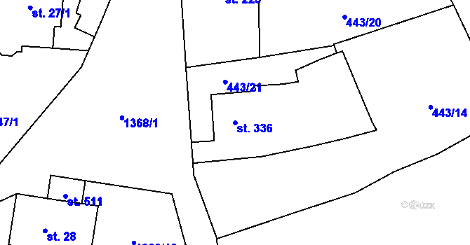 Parcela st. 336 v KÚ Vranov nad Dyjí, Katastrální mapa