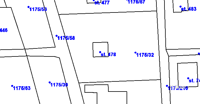 Parcela st. 478 v KÚ Vranov nad Dyjí, Katastrální mapa