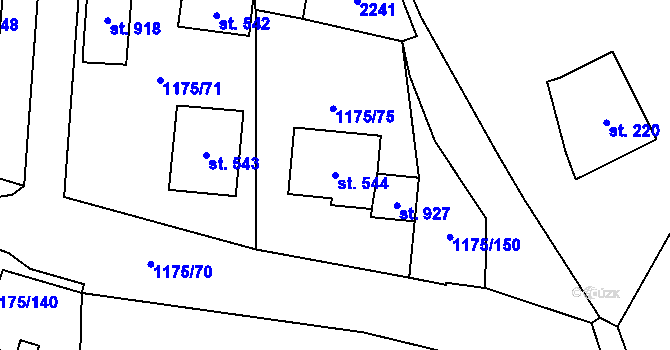 Parcela st. 544 v KÚ Vranov nad Dyjí, Katastrální mapa