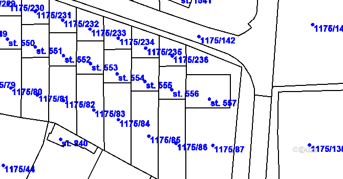 Parcela st. 556 v KÚ Vranov nad Dyjí, Katastrální mapa
