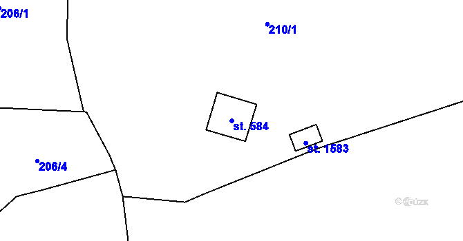 Parcela st. 584 v KÚ Vranov nad Dyjí, Katastrální mapa