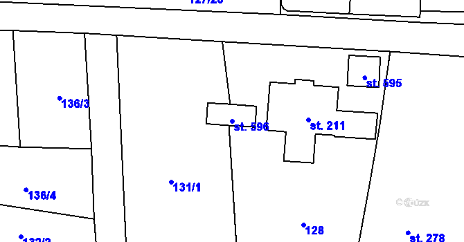 Parcela st. 596 v KÚ Vranov nad Dyjí, Katastrální mapa