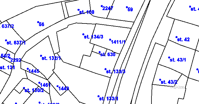 Parcela st. 630 v KÚ Vranov nad Dyjí, Katastrální mapa