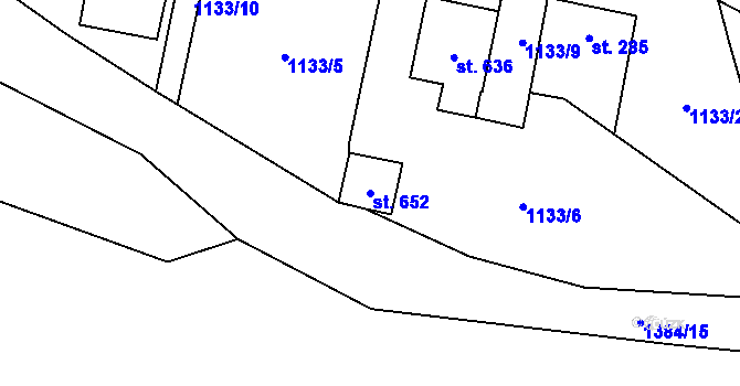Parcela st. 652 v KÚ Vranov nad Dyjí, Katastrální mapa