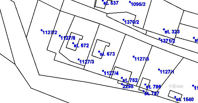 Parcela st. 673 v KÚ Vranov nad Dyjí, Katastrální mapa