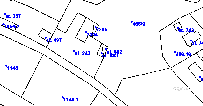 Parcela st. 683 v KÚ Vranov nad Dyjí, Katastrální mapa