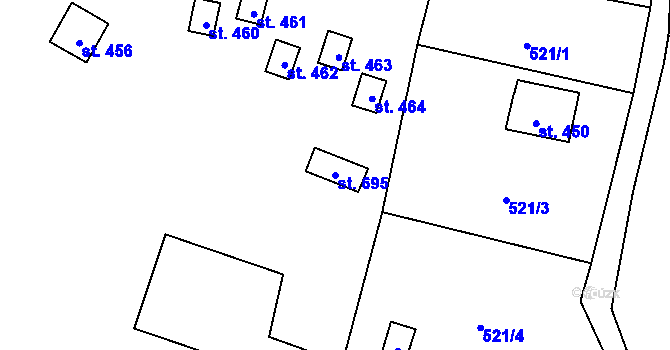 Parcela st. 695 v KÚ Vranov nad Dyjí, Katastrální mapa