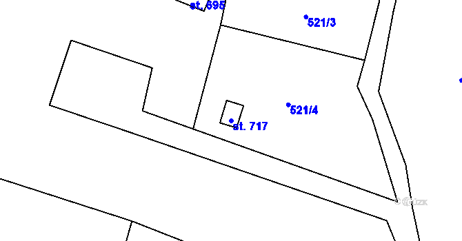 Parcela st. 717 v KÚ Vranov nad Dyjí, Katastrální mapa