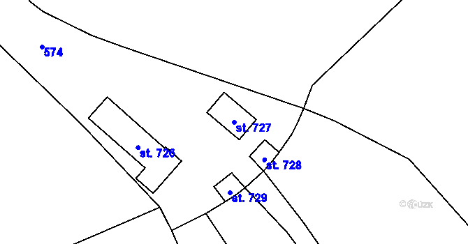 Parcela st. 727 v KÚ Vranov nad Dyjí, Katastrální mapa