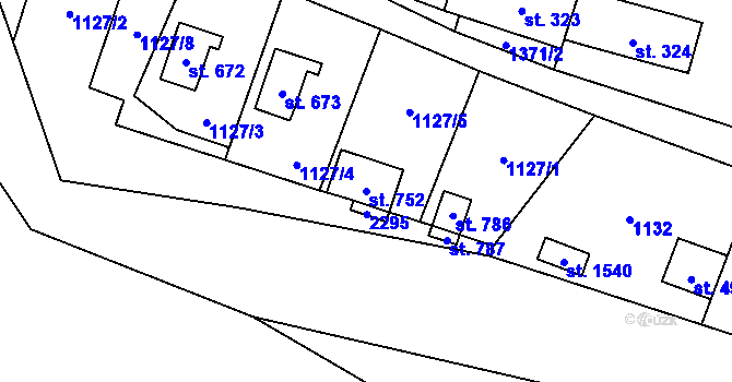 Parcela st. 752 v KÚ Vranov nad Dyjí, Katastrální mapa