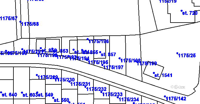 Parcela st. 857 v KÚ Vranov nad Dyjí, Katastrální mapa