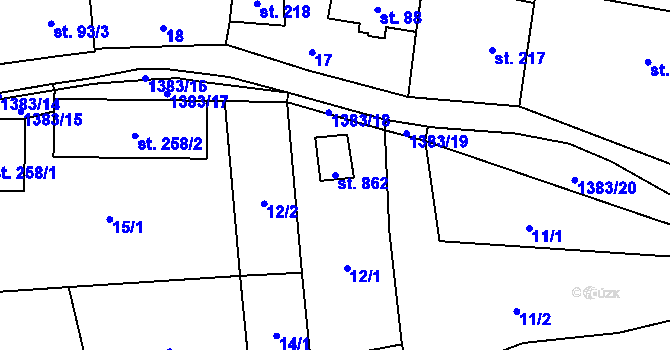 Parcela st. 862 v KÚ Vranov nad Dyjí, Katastrální mapa