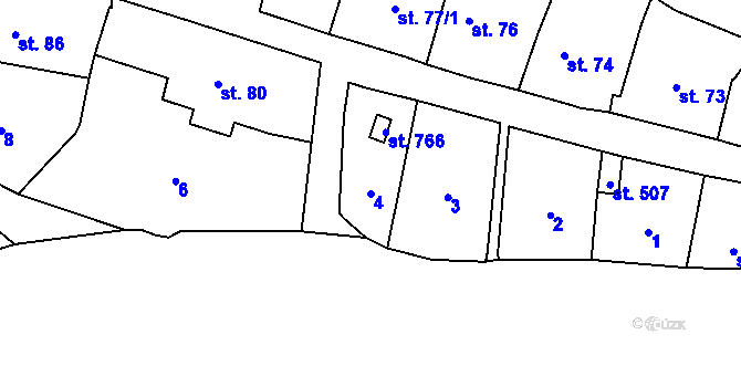 Parcela st. 4 v KÚ Vranov nad Dyjí, Katastrální mapa