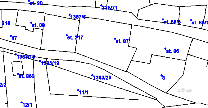 Parcela st. 9/1 v KÚ Vranov nad Dyjí, Katastrální mapa