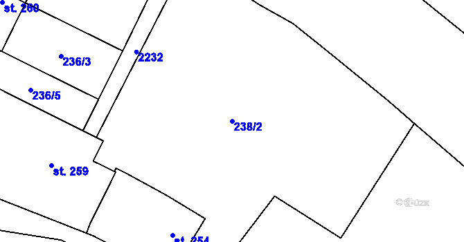 Parcela st. 238/2 v KÚ Vranov nad Dyjí, Katastrální mapa