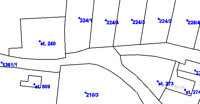 Parcela st. 239/4 v KÚ Vranov nad Dyjí, Katastrální mapa