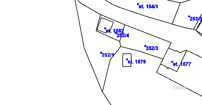 Parcela st. 252/1 v KÚ Vranov nad Dyjí, Katastrální mapa