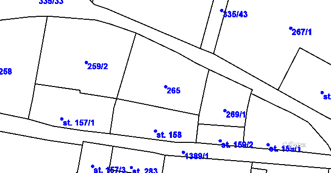 Parcela st. 265 v KÚ Vranov nad Dyjí, Katastrální mapa