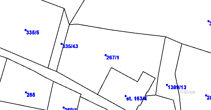 Parcela st. 267/1 v KÚ Vranov nad Dyjí, Katastrální mapa