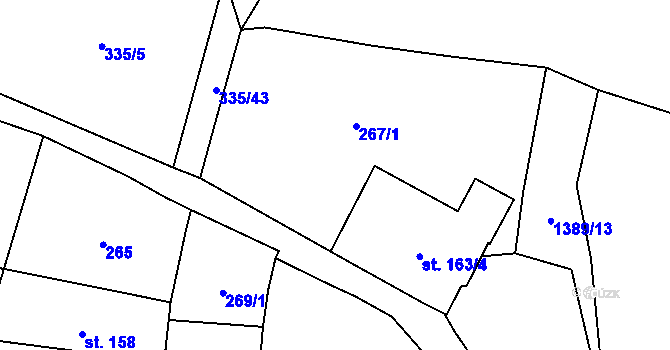 Parcela st. 267/2 v KÚ Vranov nad Dyjí, Katastrální mapa