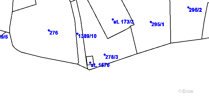 Parcela st. 278/3 v KÚ Vranov nad Dyjí, Katastrální mapa