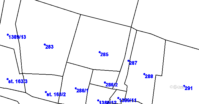 Parcela st. 285 v KÚ Vranov nad Dyjí, Katastrální mapa