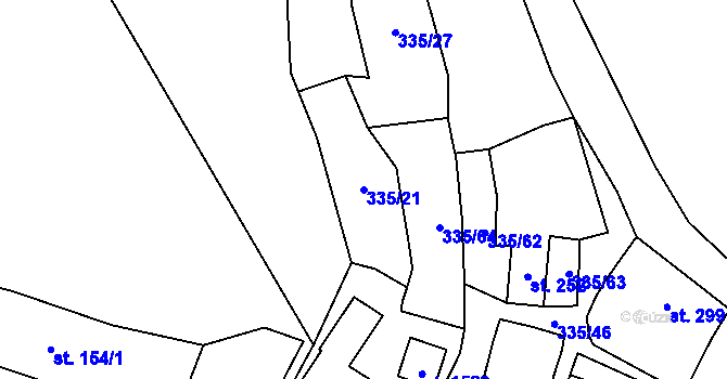 Parcela st. 335/21 v KÚ Vranov nad Dyjí, Katastrální mapa