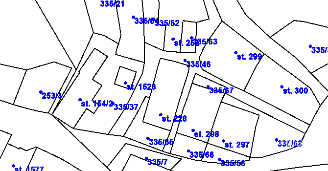 Parcela st. 335/26 v KÚ Vranov nad Dyjí, Katastrální mapa