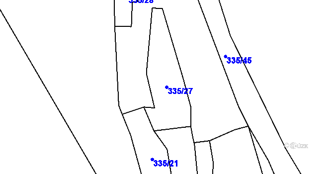 Parcela st. 335/27 v KÚ Vranov nad Dyjí, Katastrální mapa