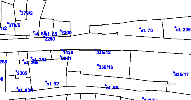Parcela st. 335/42 v KÚ Vranov nad Dyjí, Katastrální mapa