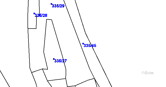 Parcela st. 335/45 v KÚ Vranov nad Dyjí, Katastrální mapa