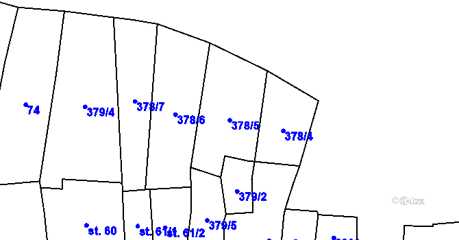 Parcela st. 378/5 v KÚ Vranov nad Dyjí, Katastrální mapa