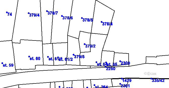 Parcela st. 379/2 v KÚ Vranov nad Dyjí, Katastrální mapa