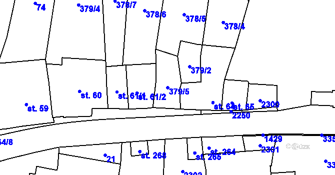 Parcela st. 379/5 v KÚ Vranov nad Dyjí, Katastrální mapa
