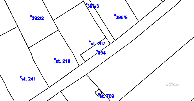 Parcela st. 394 v KÚ Vranov nad Dyjí, Katastrální mapa