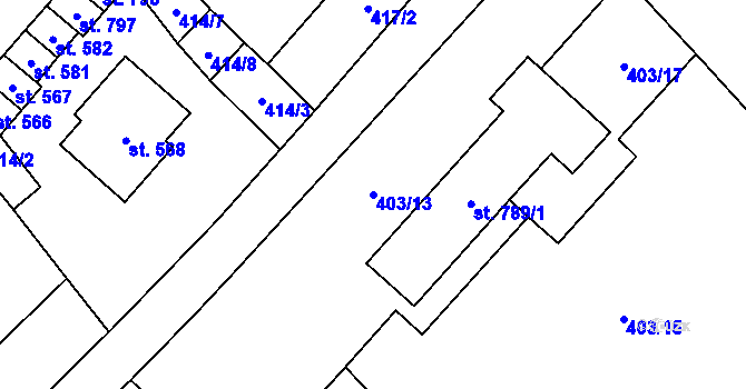 Parcela st. 403/13 v KÚ Vranov nad Dyjí, Katastrální mapa