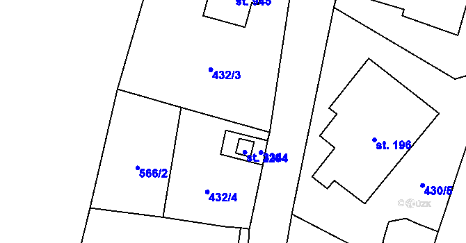 Parcela st. 432/5 v KÚ Vranov nad Dyjí, Katastrální mapa