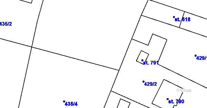 Parcela st. 435/3 v KÚ Vranov nad Dyjí, Katastrální mapa