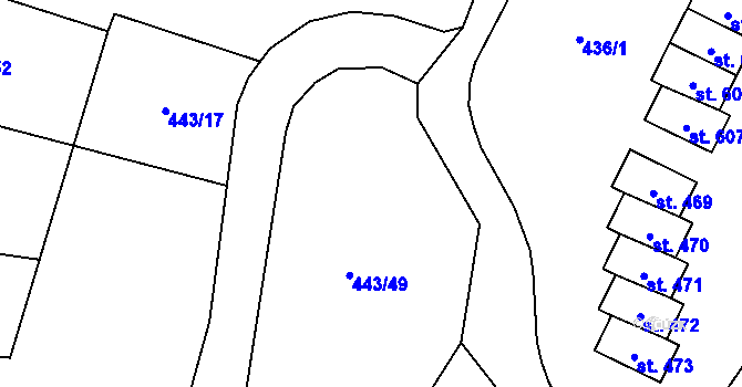 Parcela st. 443/22 v KÚ Vranov nad Dyjí, Katastrální mapa