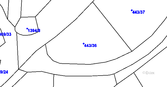 Parcela st. 443/36 v KÚ Vranov nad Dyjí, Katastrální mapa