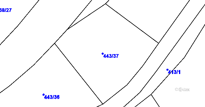 Parcela st. 443/37 v KÚ Vranov nad Dyjí, Katastrální mapa