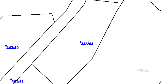 Parcela st. 443/44 v KÚ Vranov nad Dyjí, Katastrální mapa