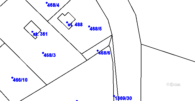 Parcela st. 468/6 v KÚ Vranov nad Dyjí, Katastrální mapa