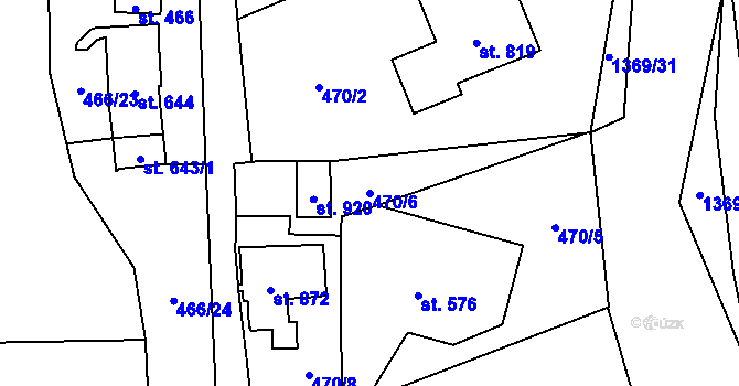 Parcela st. 470/6 v KÚ Vranov nad Dyjí, Katastrální mapa