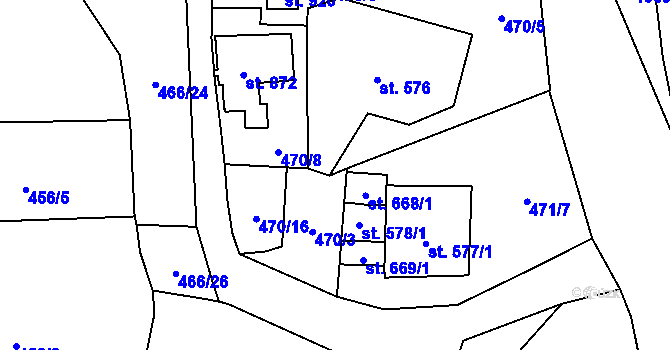 Parcela st. 470/12 v KÚ Vranov nad Dyjí, Katastrální mapa
